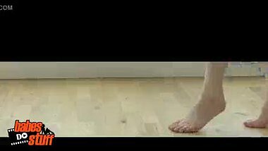 Big tits girl skipping with no bra!