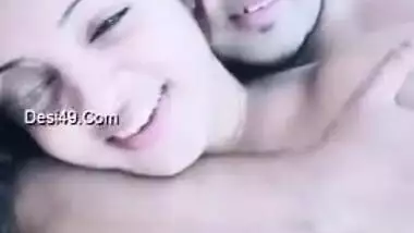 Boyfriend is hugging the Desi lovely while she is talking about porn