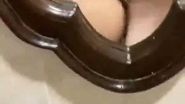 Sexy Curvy Ass Wife Hard Stand Fucking in Bathroom Loud Moaning