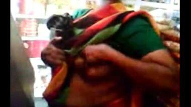 Satin Saree Aunty