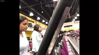 Two Cute NRI Girls on Treadmill Bouncing Tits