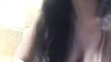 Horny hairy pussy girl fingering her cunt in bathroom
