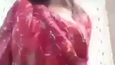 Sexy girl shows her boobs and ass to striptease her BF