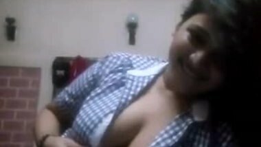 Indian College GF Pressing Her Big Tits Teasing Her Boyfriend
