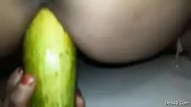 Bhabhi Put Cucumber In Her Juicy Pussy