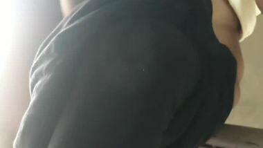 Fingering pussy of horny GF on staircase