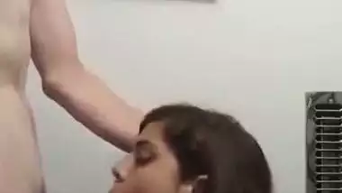 Chubby girl sucks a white dick in NRI porn