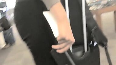 Candid coworker ass walking in tight pants