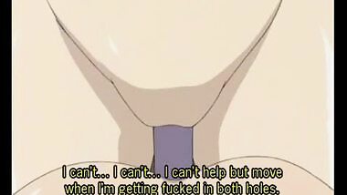 Anime lesbians sharing a cock and a dildo