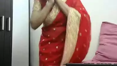 Chick demonstrates her sex hooters and wears an Indian sari in XXX clip