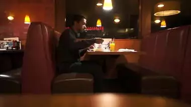 Indian guy eats American breakfast