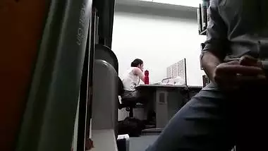 Office worker jerks off thinking about sex with Indian colleague