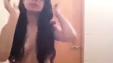 Beauty Teen Girl Strips Nude in bathroom