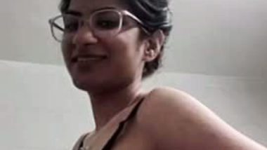 Short hair college girl stripping bra and showing boobs