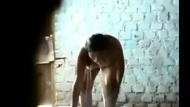 Indian village house wife’s leaked bath scene