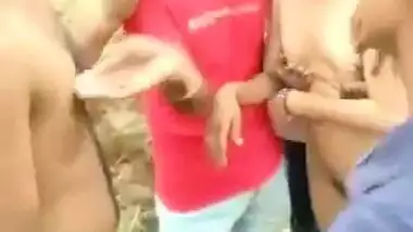 Locals groping girlfriend after getting caught with BF