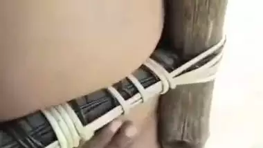 Village girl in ladder showing round boobs and fat pussy