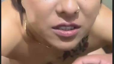 Indian pornstar Tina Nandi fucks and drinks cum