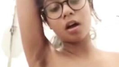 Indian cute girl in glasses showing nude body