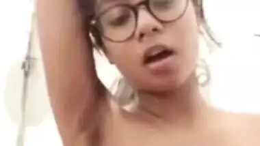 Indian cute girl in glasses showing nude body