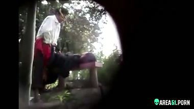 Kinky school girl fucked with BF outdoor bench In park. Desi voyeur сaught on mms