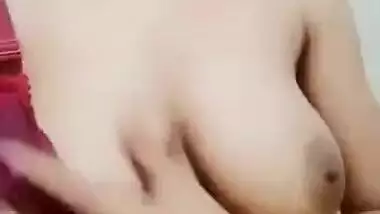 Beautiful cute Desi girl showing boobs on selfie cam