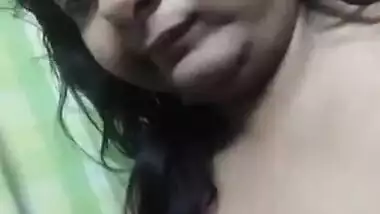 Fatty mom receives great pleasure touching her Indian breasts