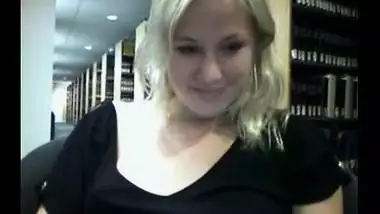 Flashing Her Tits And Pussy In A Libary