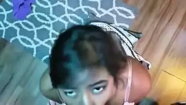 Indian girl giving a deep blowjob