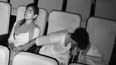 Threesome romance in theatre caught in night vision
