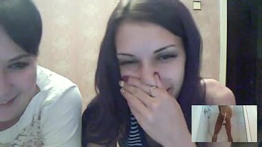 Two models humiliate me in red panties