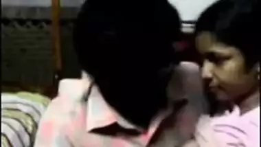 Indian guy makes out with a maid and licks her natural tits