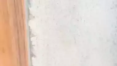 Young maid nude bath and drying her body with towel