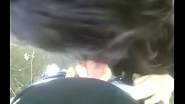 Sexy babe gives blowjob Outside college