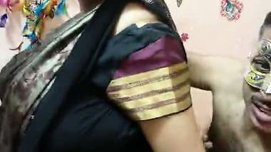 Night Pari Black Saree Big Boob Sex Show