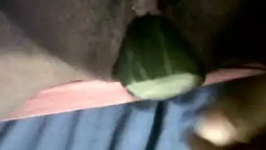 bengali girl fingers herself with a cucumber