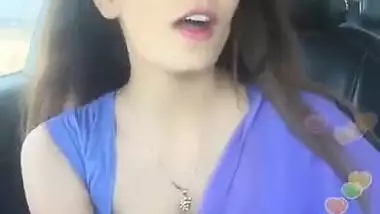 Sexy Babe Nikita Soni Yummy Cleavage and Hot Navel Show In Car