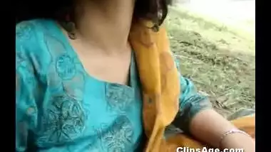 Indian girlfriend Shipra getting her boobs squeezed in park