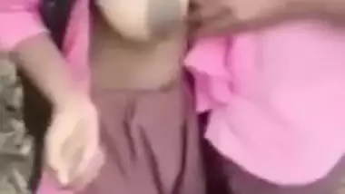 Teacher showing off his student's boobs outdoor. Desi xxx mms