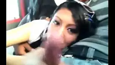 Beautiful Horny GF Sucking her BF Cock in a Car Scandal