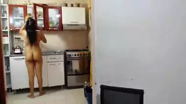 Desi Milf Cooking Nude In Kitchen