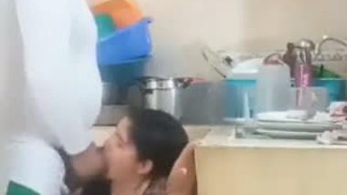 Giving Blowjob to young devar in kitchen