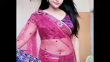 hot and erotic mourima sexy navel show in transparent saree.