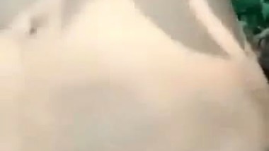 Village girl on grass field in outdoor sex with lover