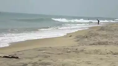 Desi Wife On Beach - Canging Lower Dress