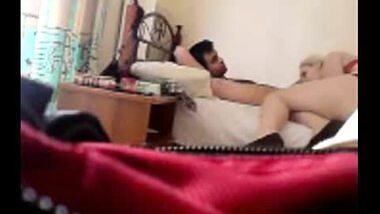 Nri blonde girl in red bra arouses lover’s mood
