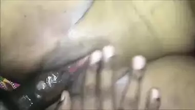 Desi rubbing clit with his cock Close Up