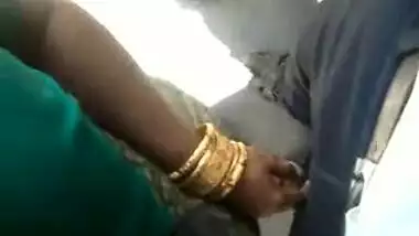 Aunty touching dick in public