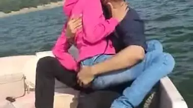 Desi hot couple kissing on boat