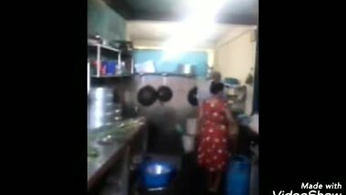 Old uncle fucking ass of hot desi maid in kitchen